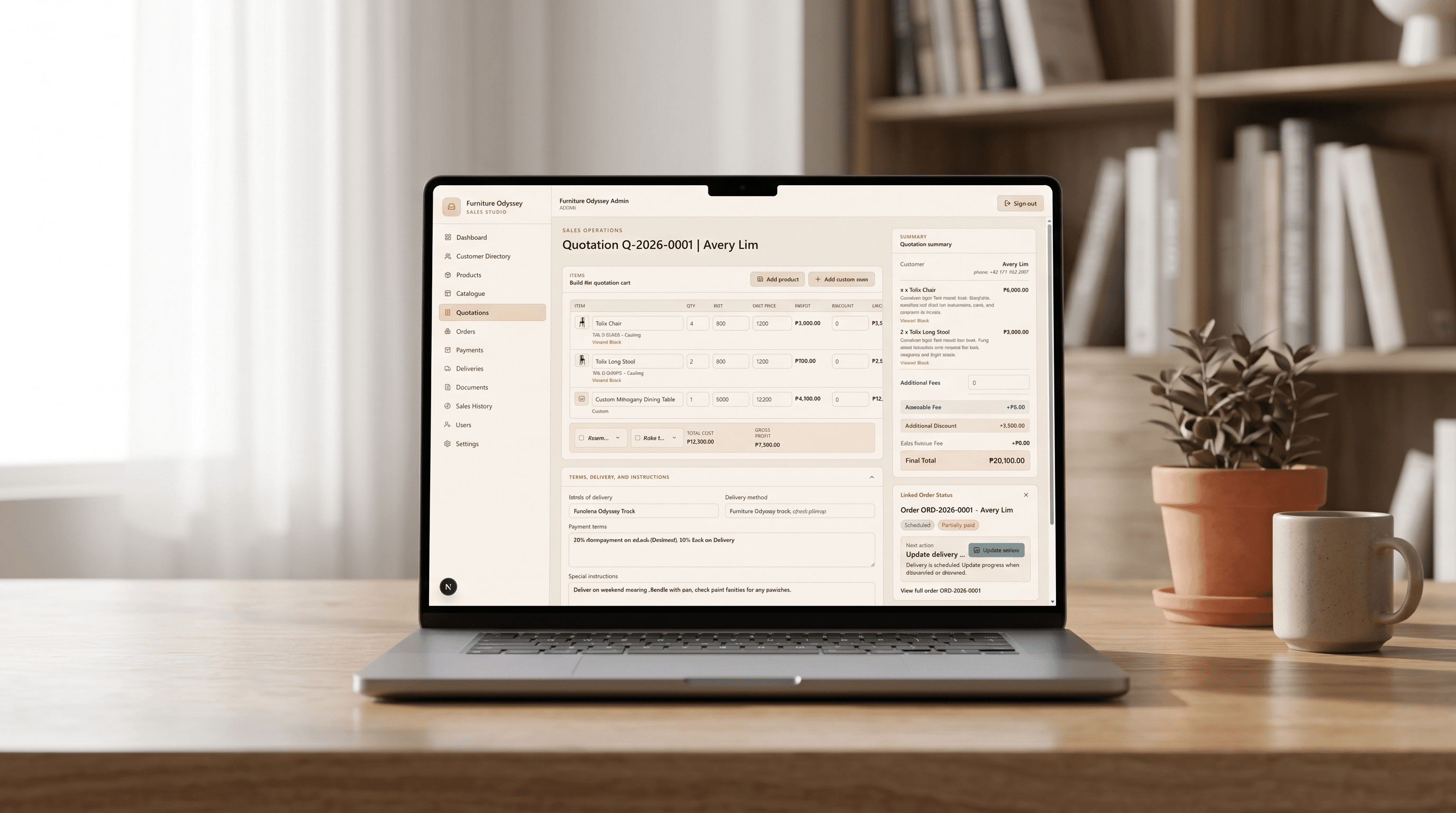 Furniture Odyssey POS dashboard