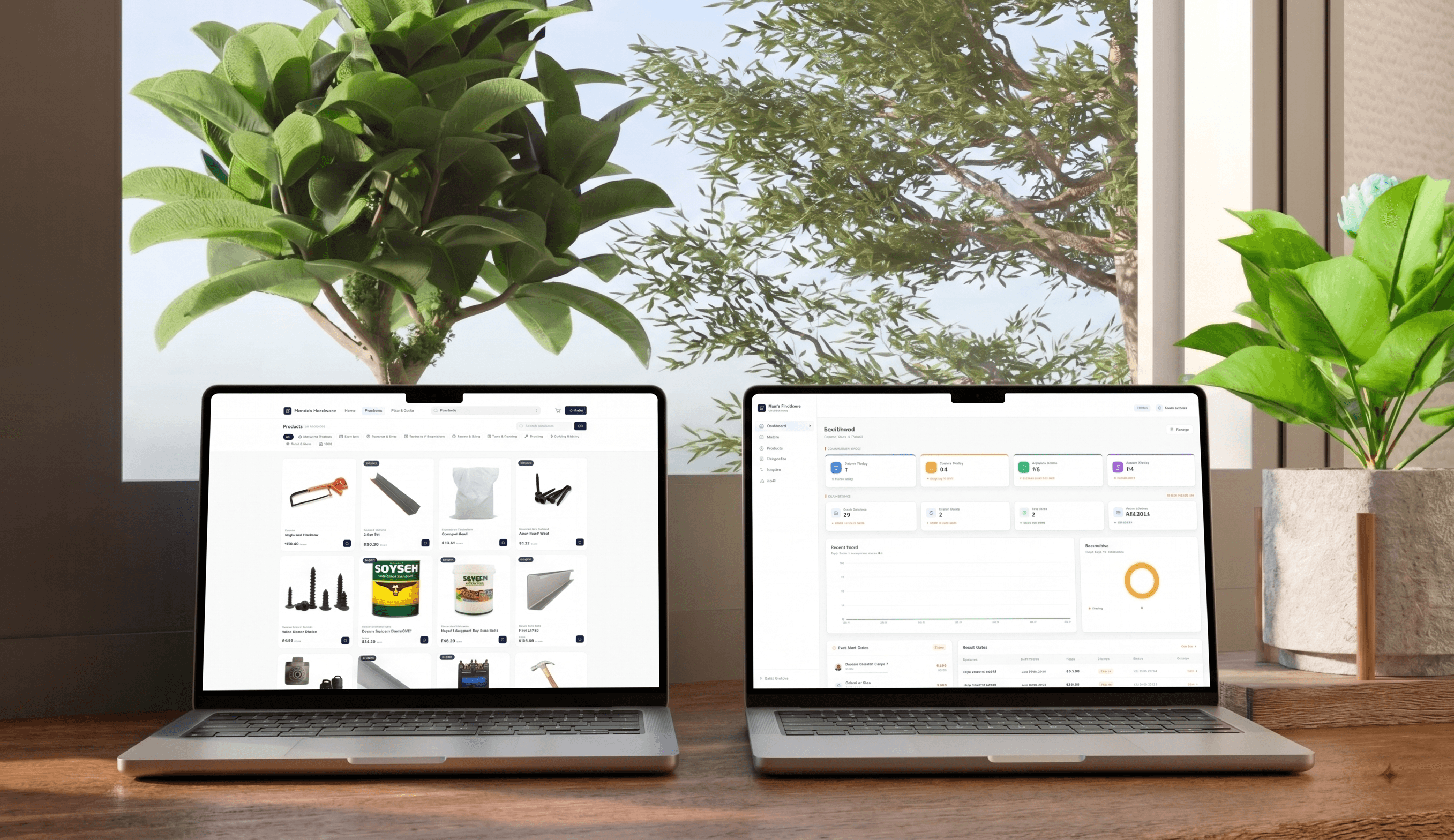 Hardware Store customer storefront and admin dashboard overview