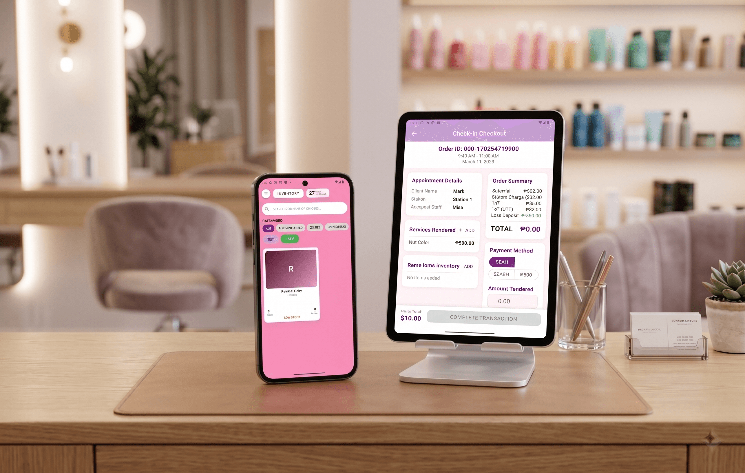 Salon Keeper admin dashboard and staff management screens
